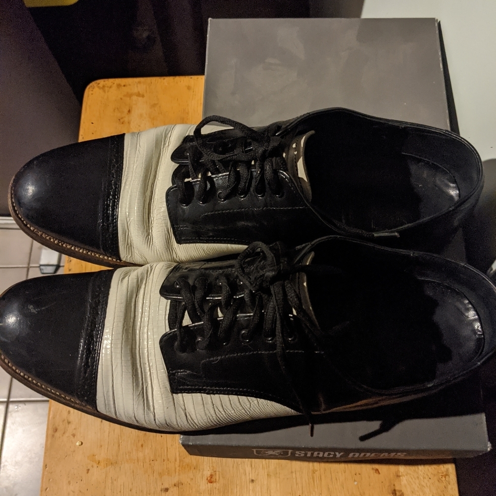 STACY ADAMS MADISON BLACK/WHITE 12 IN